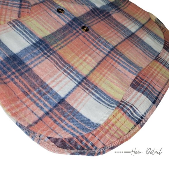 WOMEN’S CASUAL PINK  MULTI PLAID FLANNEL SHACKET JACKET OVERSIZED - Picture 8 of 11